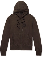 TOM FORD - Cotton, Silk and Cashmere-Blend Zip-Up Hoodie - Brown