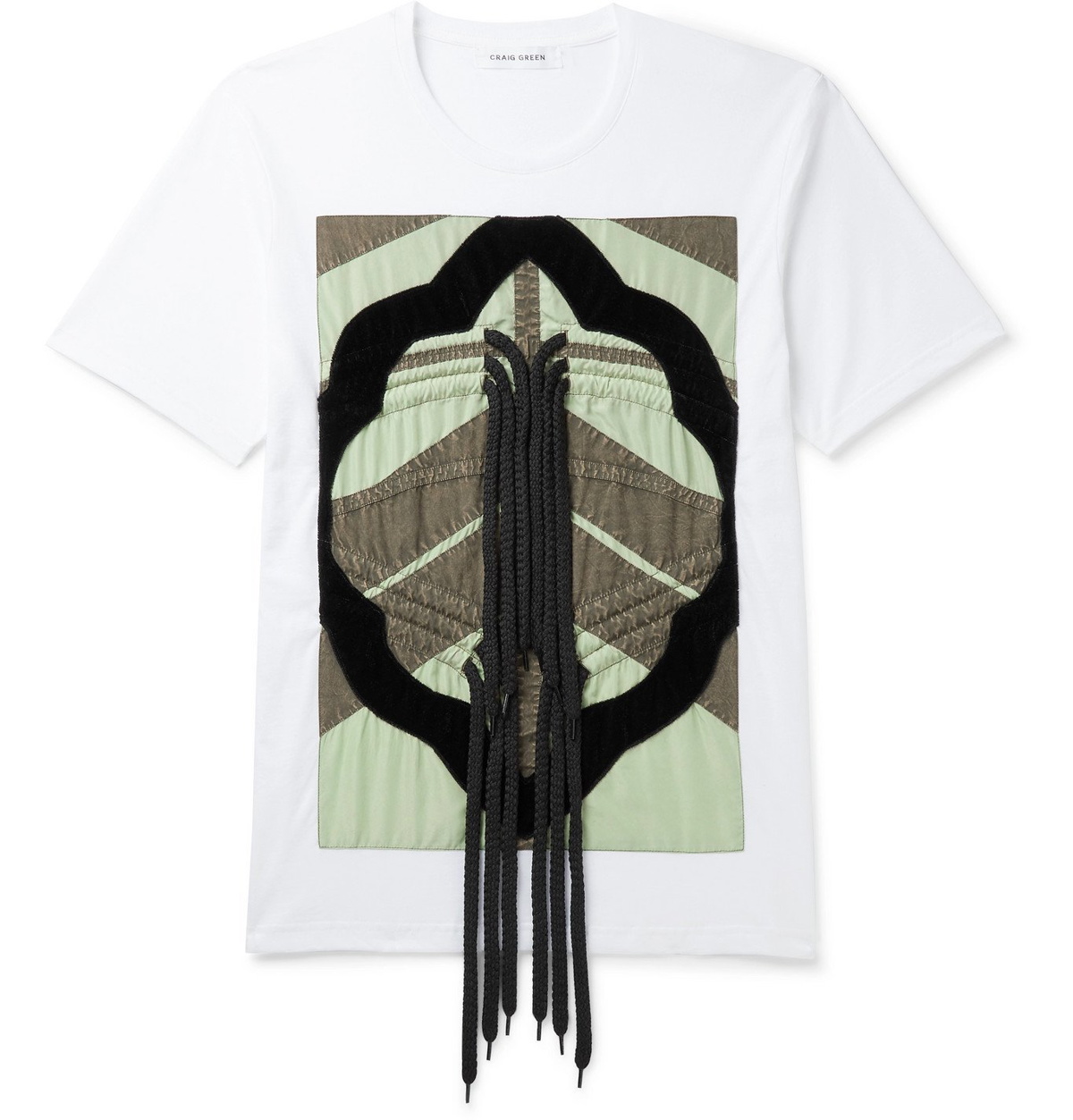 Craig Green - Rope-Trimmed Panelled Cotton-Jersey T-Shirt - White