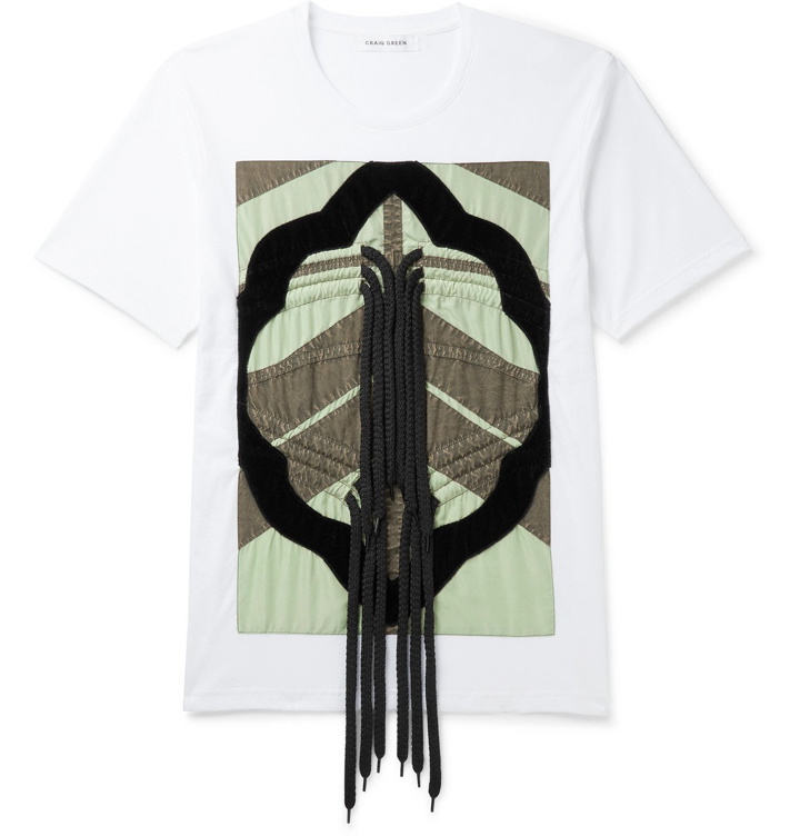 Photo: Craig Green - Rope-Trimmed Panelled Cotton-Jersey T-Shirt - White