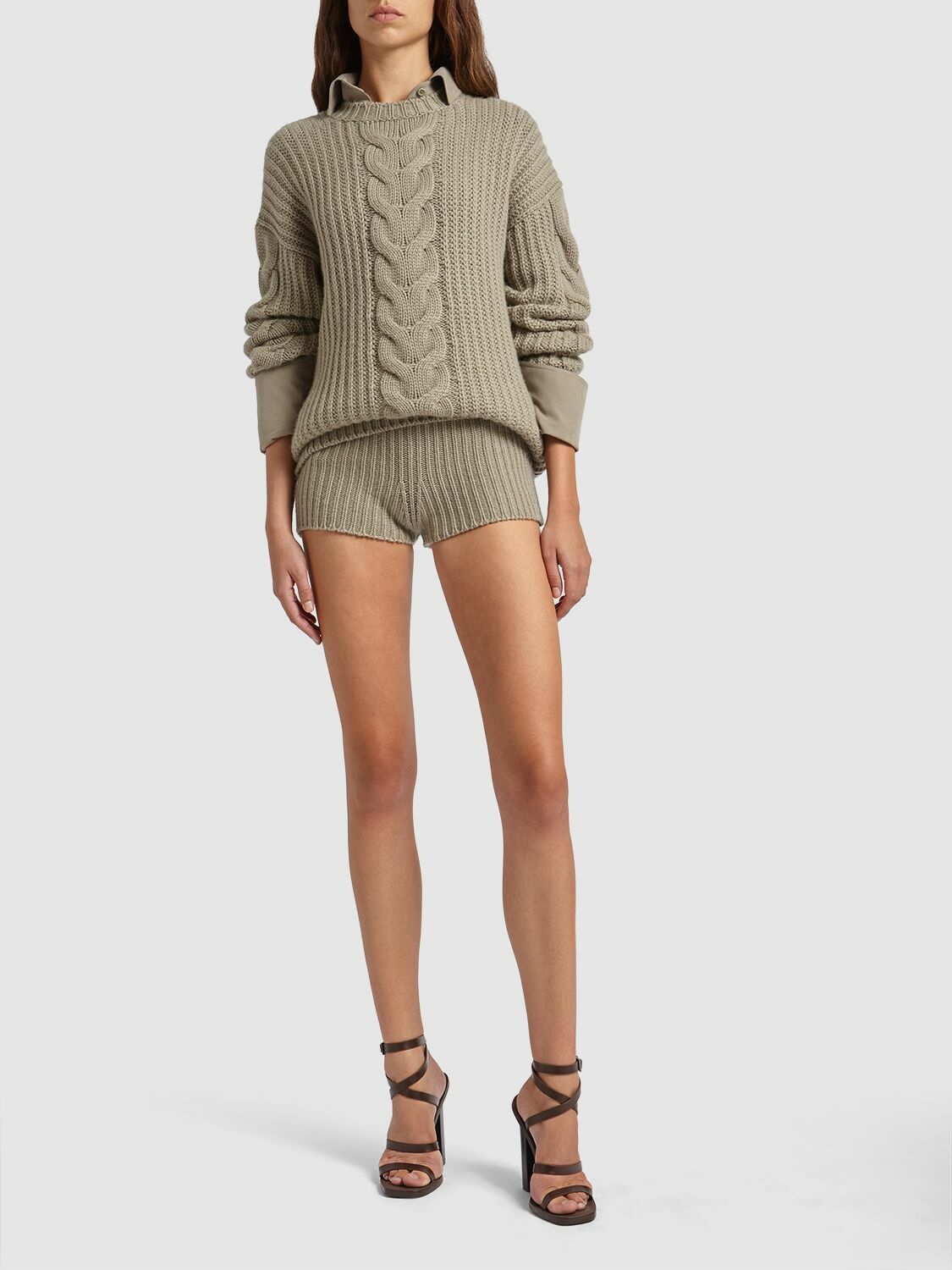MAX MARA - Acceso1234 Cotton Rib Knit Shorts Max Mara