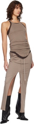 Rick Owens DRKSHDW Beige Temple Pull On Sliced Pillar Maxi Skirt