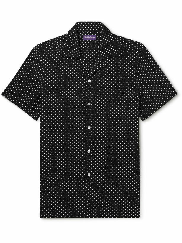 Photo: Ralph Lauren Purple label - Camp-Collar Polka-Dot Lyocell Shirt - Black