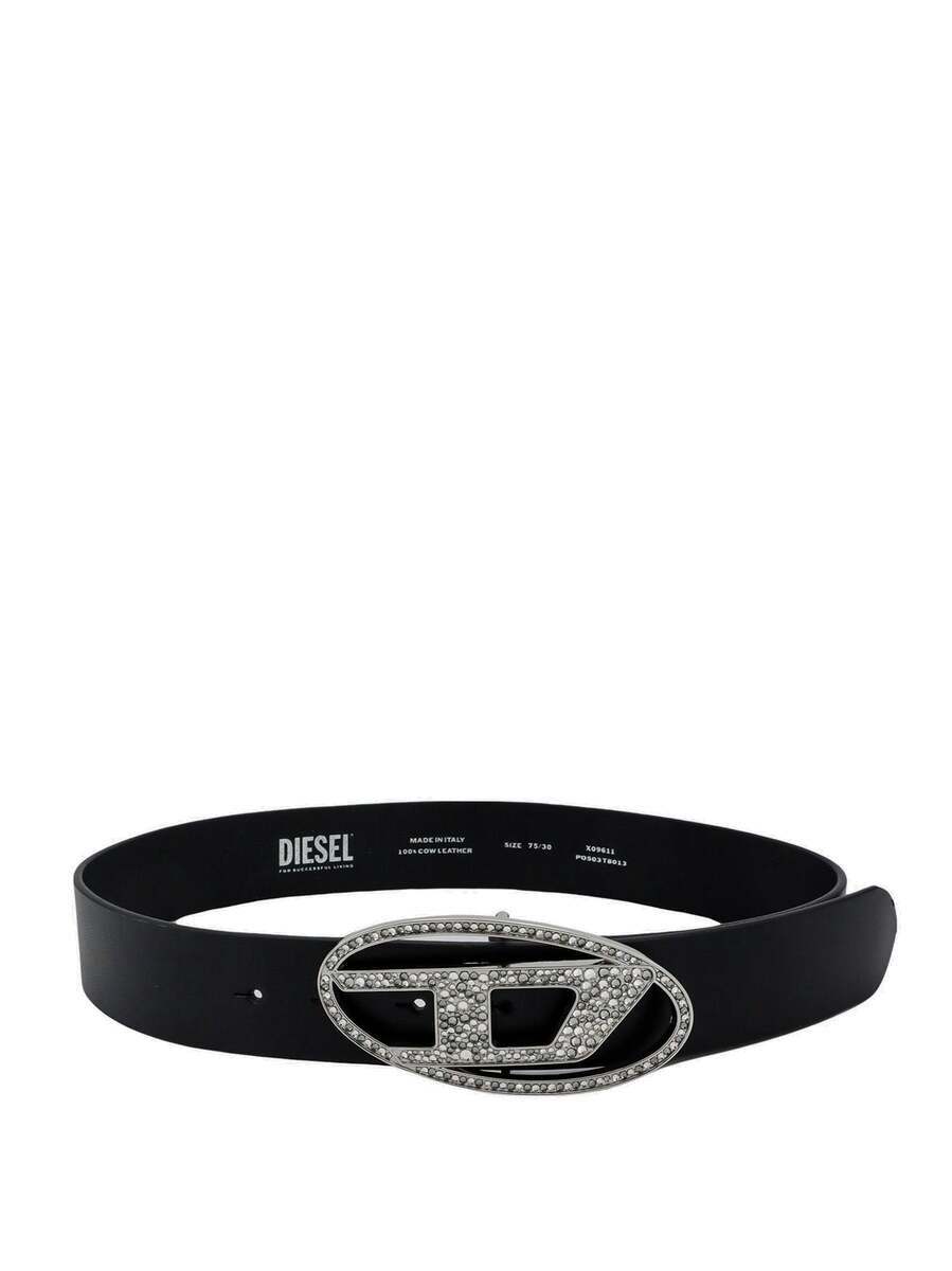 DIESEL ブラック ベルト CM 75 Women's 2.4cm leather belt with enamelled buckle | Black