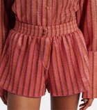 Oséree Striped lamé shorts