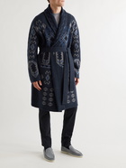 ETRO - Intarsia Wool Robe - Blue