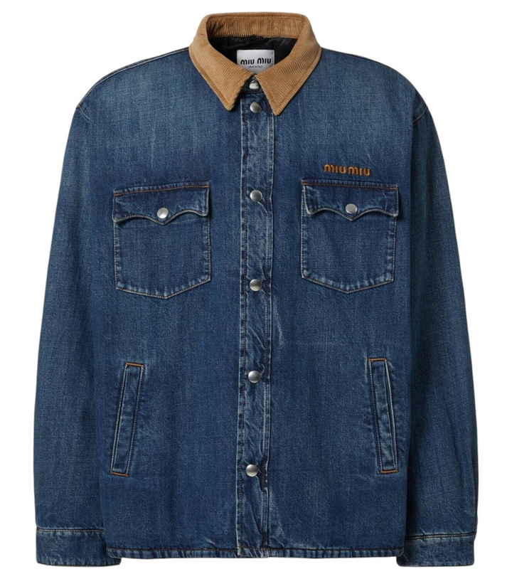 Photo: Miu Miu Corduroy-trimmed denim down jacket