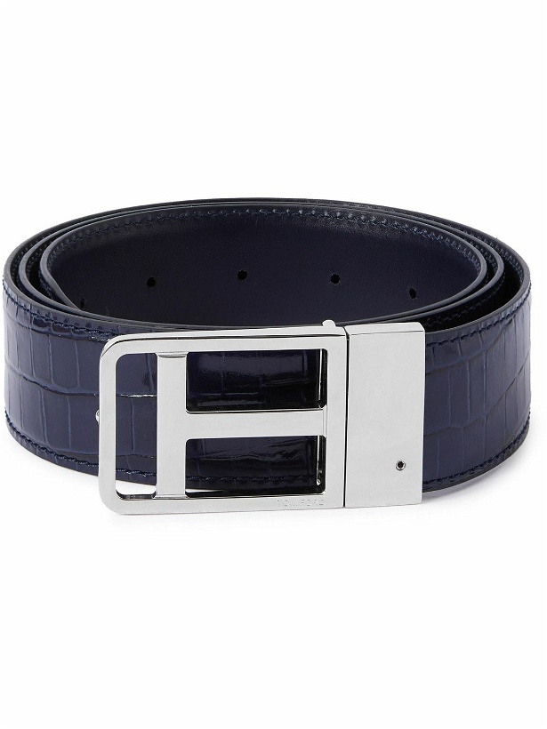Photo: TOM FORD - 3.5cm Reversible Croc-Effect and Patent-Leather Belt - Blue