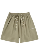 Mki Miyuki Zoku Logo-embroidered Shorts Sage
