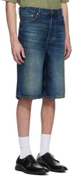 Hugo Blue Logo Patch Denim Shorts