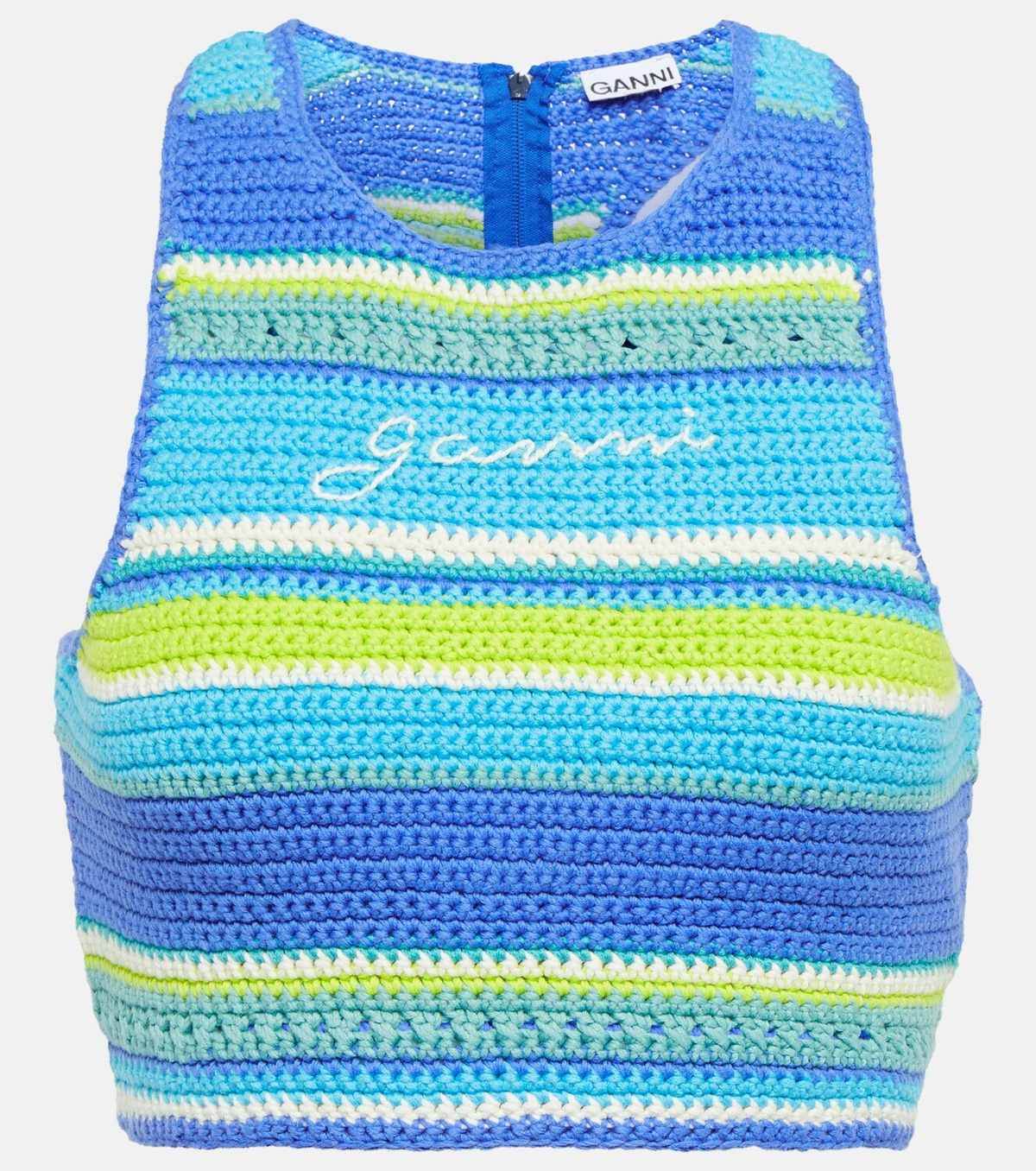 Ganni - Crochet cotton bikini top GANNI