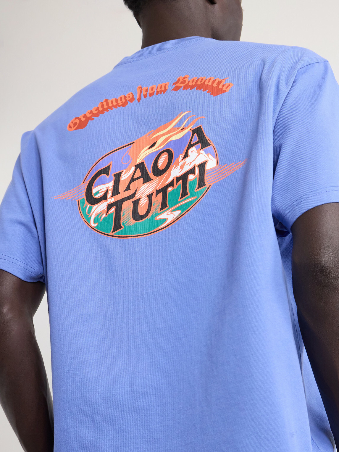 A Kind Of Guise - Basso Ciao a Tutti Logo-Print Cotton-Jersey T-Shirt - Blue