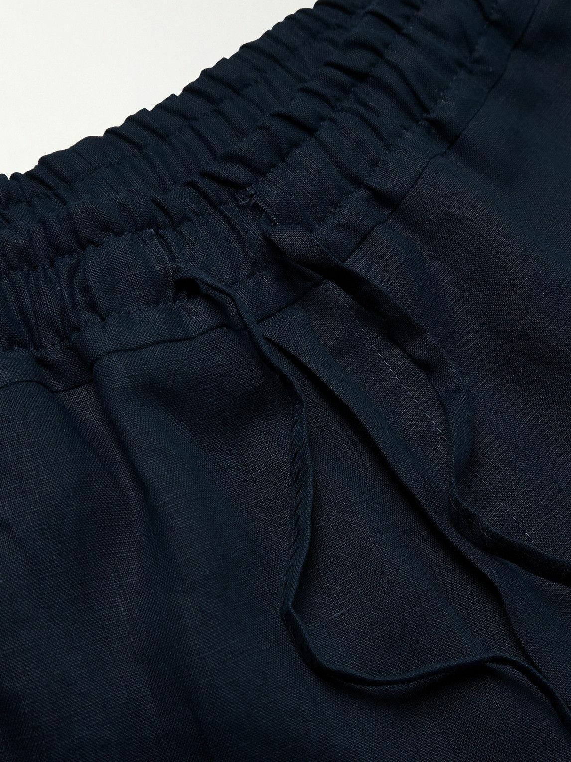 Kingsman - Straight-Leg Linen Drawstring Trousers - Blue