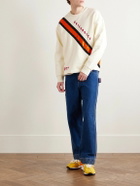 BODE - Grad Colors Satin-Trimmed Embroidered Cotton-Jersey Sweatshirt - Neutrals