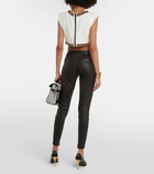 Balmain Low-rise leather skinny pants