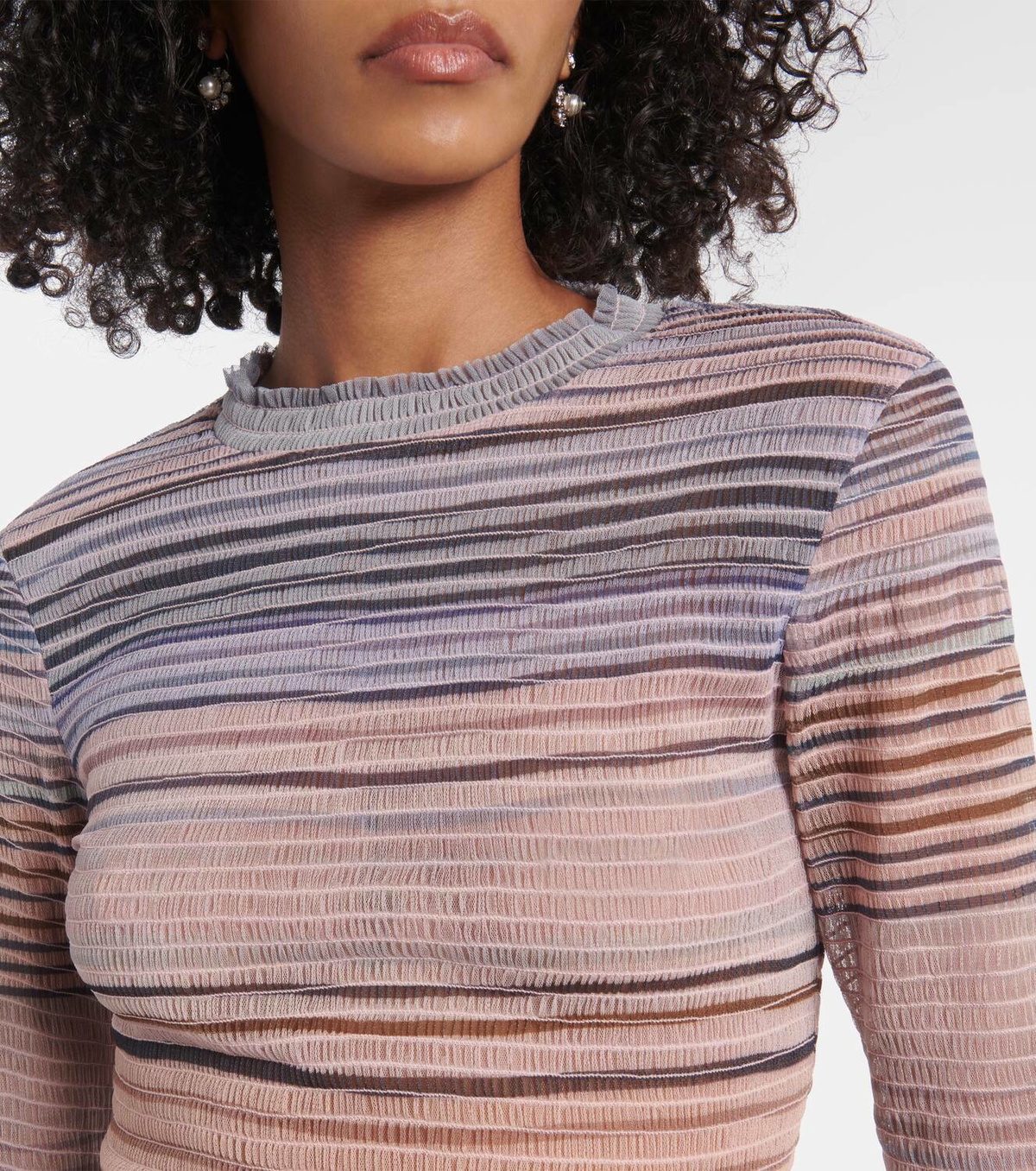 Susan Fang Printed sheer tulle top