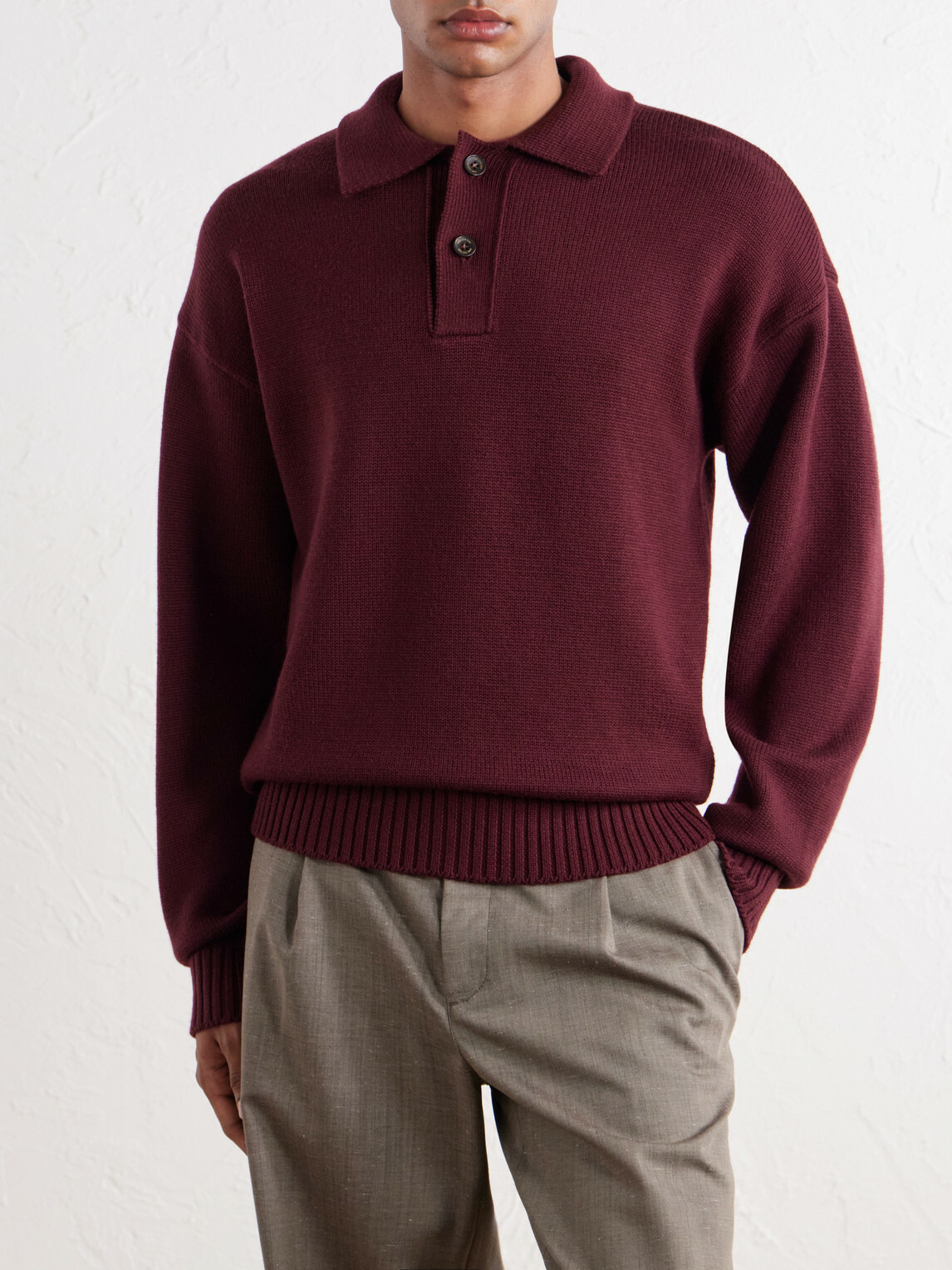 Aimé Leon Dore - Merino Wool Polo Sweater - Burgundy