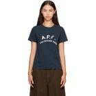 A.P.C. Navy Vintage-Effect 'A.P.C.' Logo T-shirt