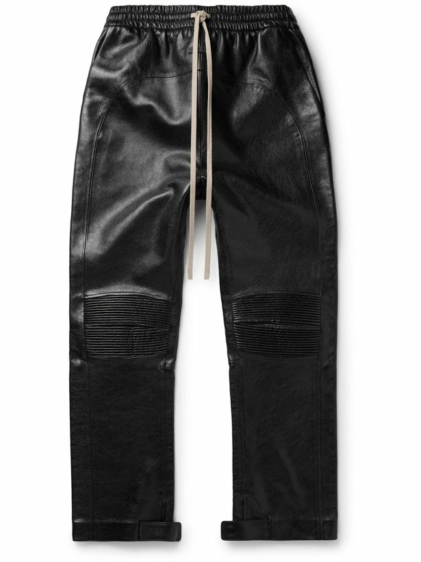 Photo: Fear of God - Slim-Fit Straight-Leg Full-Grain Leather Drawstring Trousers - Black