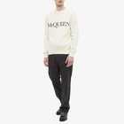 Alexander McQueen Men's Embroidered Logo Crew Sweat in Ivory/Black/White
