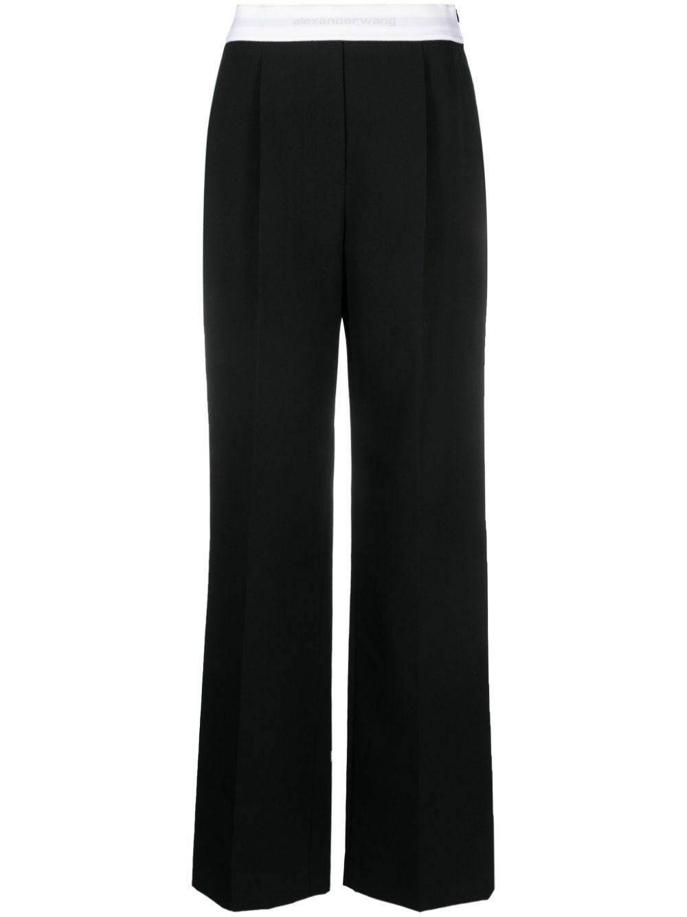 Alexander Wang Black Logo-Waistband Wool Trousers