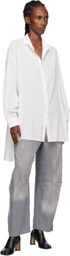 Y's White O-Design Collar Big Shirt