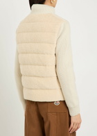 Moncler Quilted Wool and Teddy Cardigan Cream