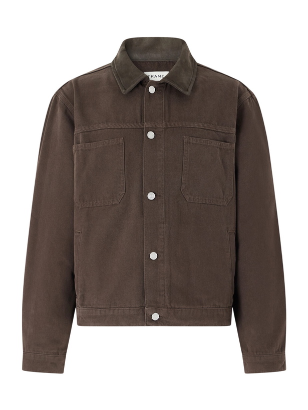 Photo: FRAME - Suede-Trimmed Cotton-Canvas Jacket - Brown