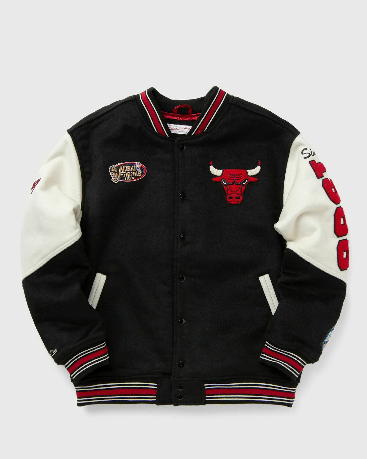 Mitchell Ness Nba Team History Varsity Jacket Vintage Logo Chicago Bulls Black College Jackets Team Jackets