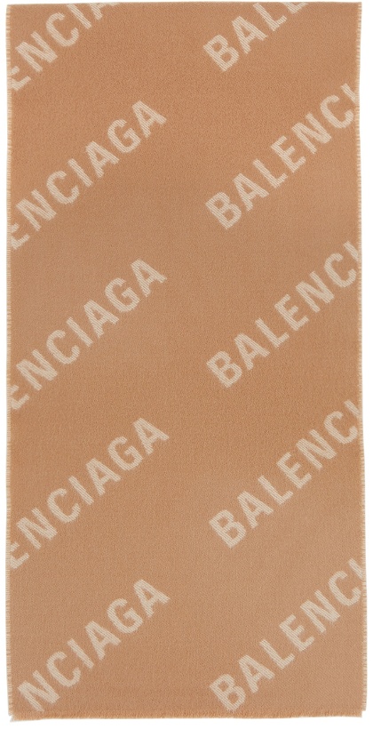 Photo: Balenciaga Beige & White Allover Logo Scarf