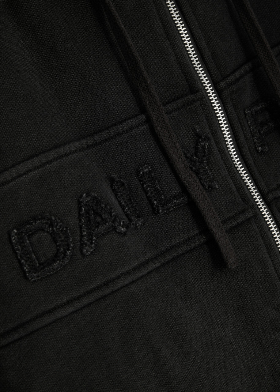 Daily Paper Logo Hooded Cotton Sweatshirt Black