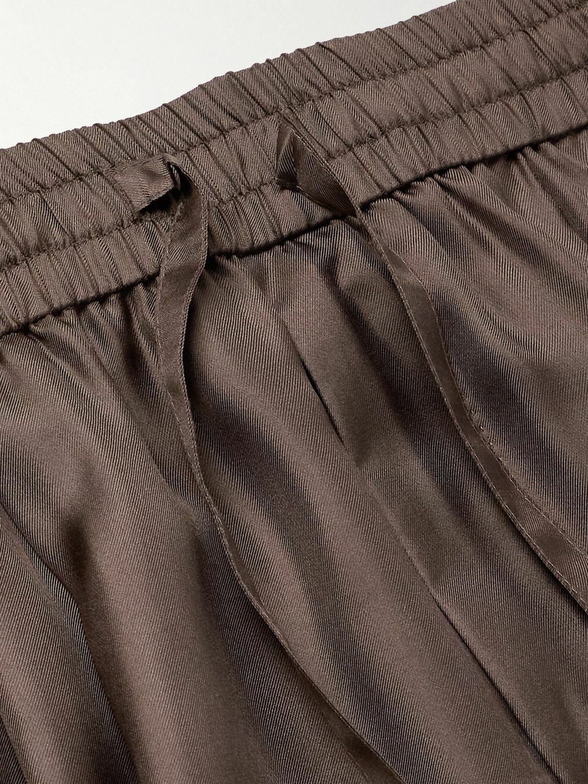 Dolce&Gabbana - Tapered Pleated Silk-Twill Drawstring Suit Trousers - Brown