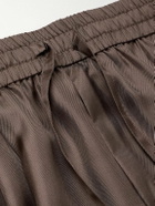 Dolce&Gabbana - Tapered Pleated Silk-Twill Drawstring Suit Trousers - Brown