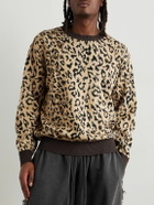 Wacko Maria - Logo-Appliquéd Leopard-Jacquard Cotton Sweater - Animal print