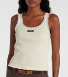 Miu Miu Lace-trimmed cotton tank top