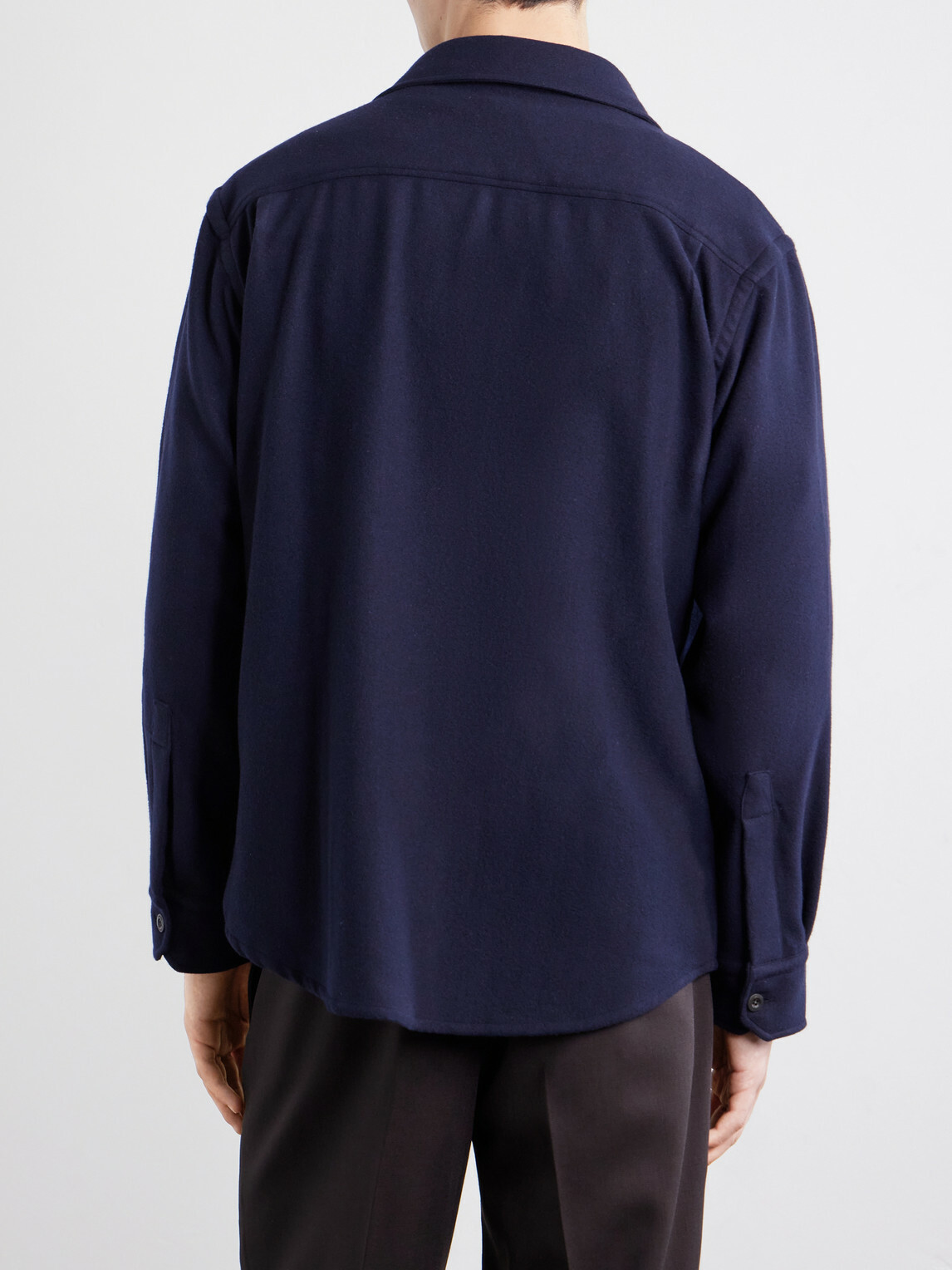 Caruso - Brushed Wool Overshirt - Blue