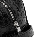 SAINT LAURENT - Croc-Effect Leather Wash Bag - Black