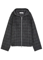 Our Legacy Hooded Checked Brushed Knit Jumper Plum