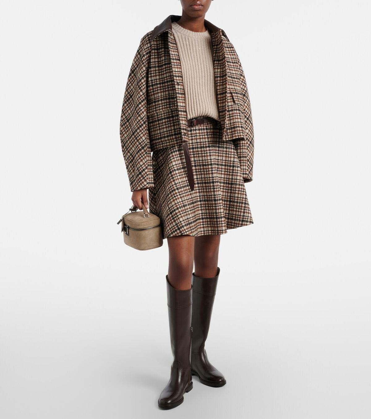 Brunello Cucinelli Checked wool and alpaca-blend jacket