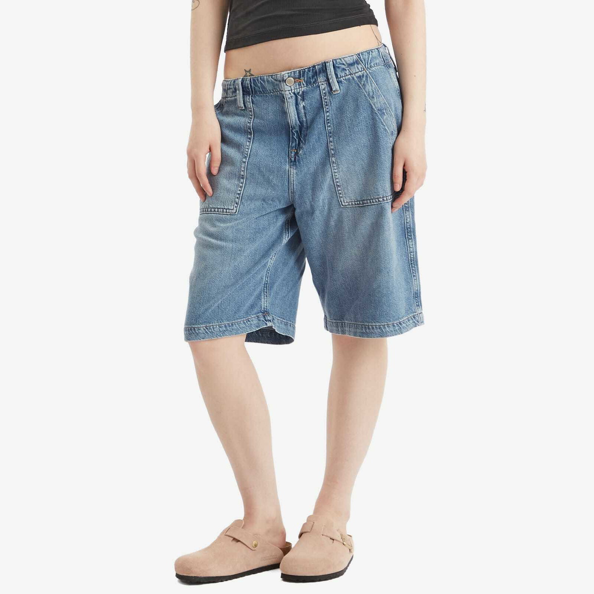 Good American Women's Lite Linen Bermuda Short in Indigo