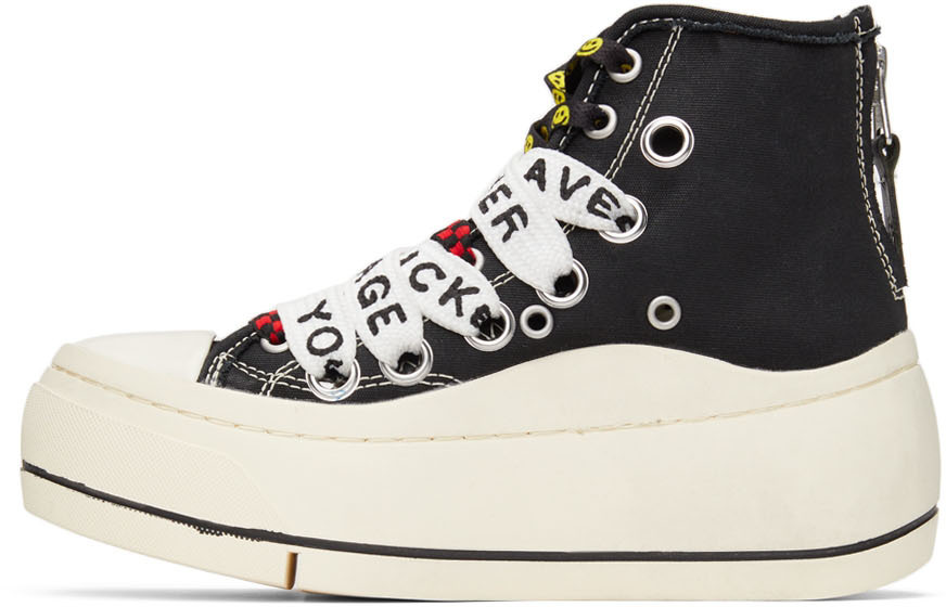 R13 Black Double Grommet High Top Sneakers R13