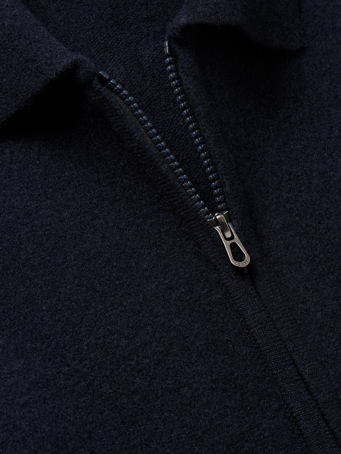 SEASE - Virgin Wool and Cashmere-Blend Half-Zip Sweater - Blue