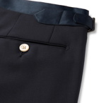 Thom Sweeney - Midnight-Blue Slim-Fit Satin-Trimmed Wool Tuxedo Trousers - Men - Midnight blue