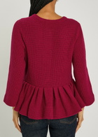 Liberowe Peplum Cashmere Cardigan Dark Pink
