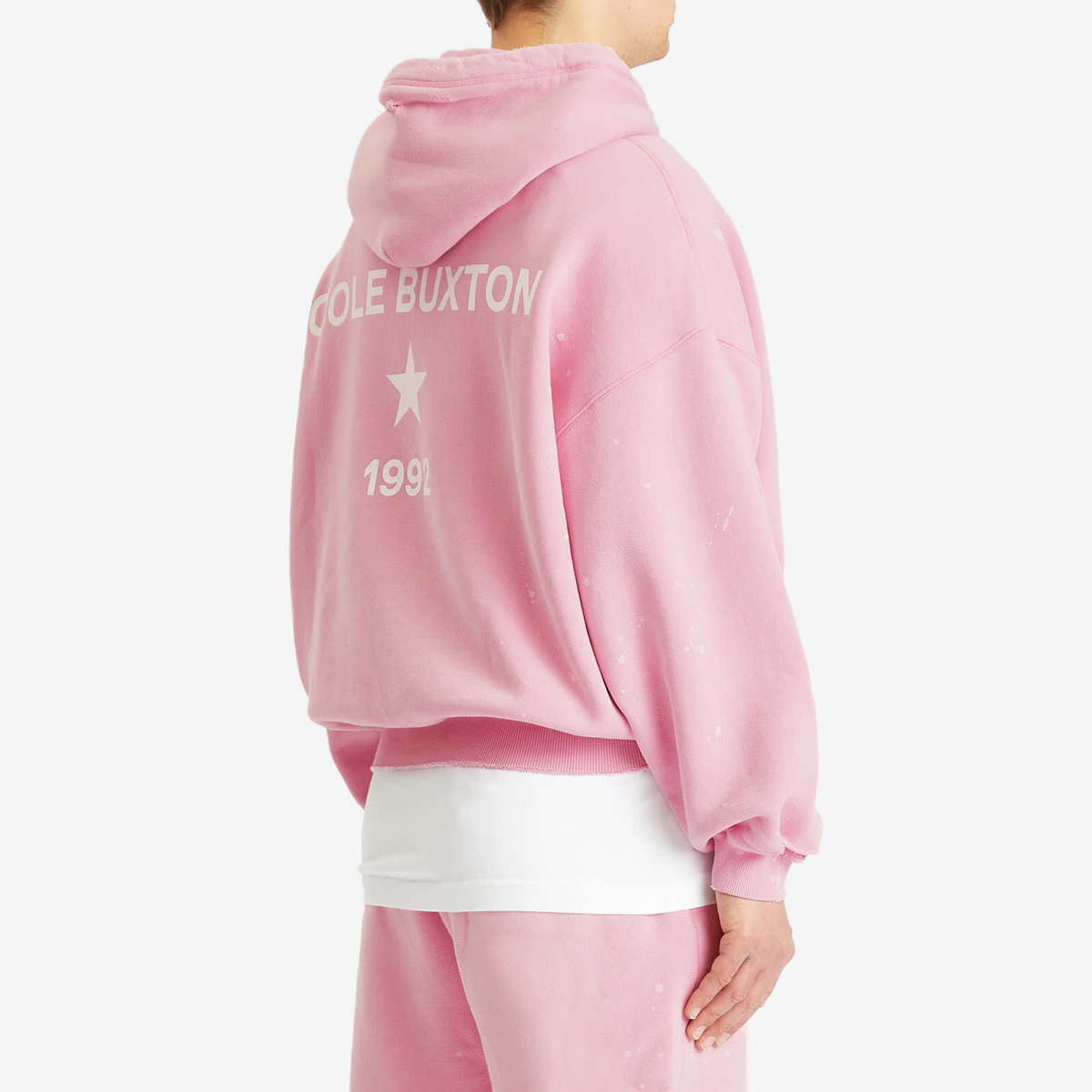 Cole Buxton Men's 1992 Distressed Hoodie in Washed Pink