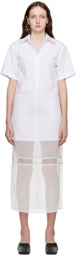 Helmut Lang White Combo Shirt Midi Dress