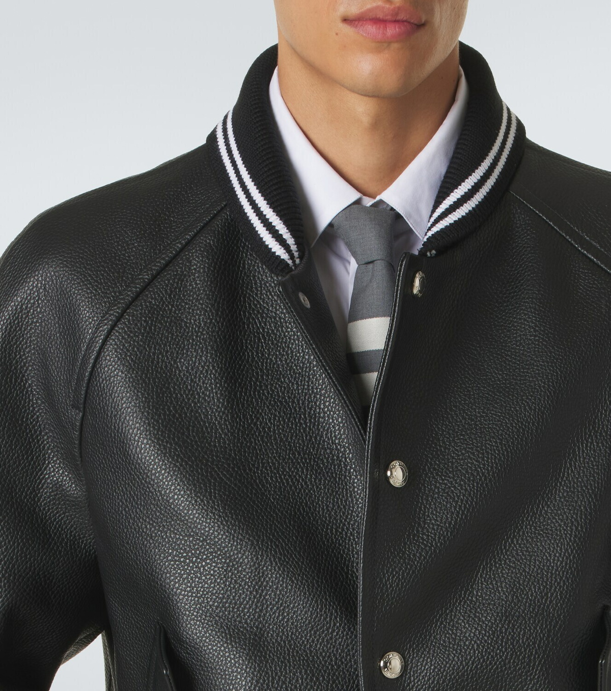 Thom Browne 4-Bar leather bomber jacket