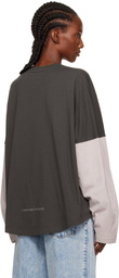 We11done Gray Coding Long-Sleeved Layered T-shirt