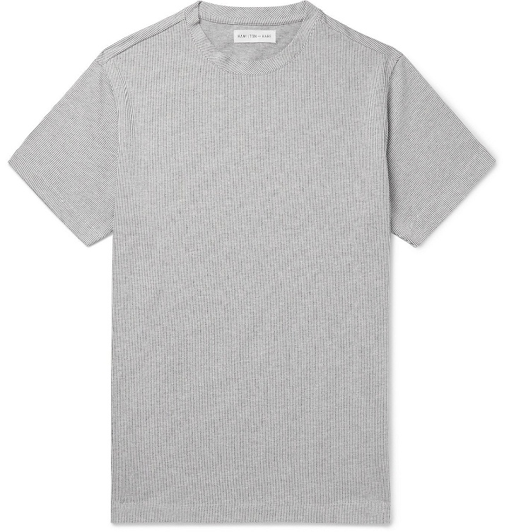 Photo: Hamilton and Hare - Pinstriped Cotton-Jersey T-Shirt - Gray