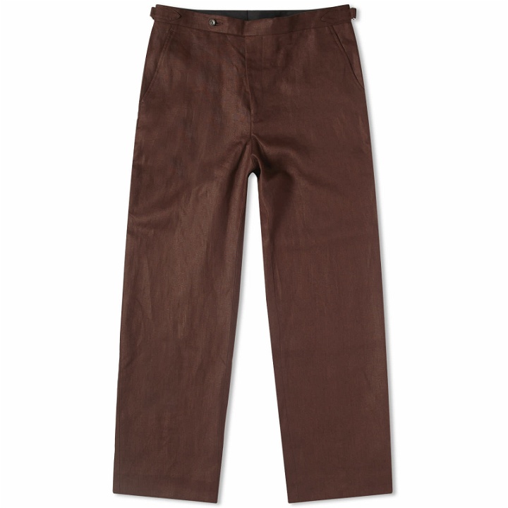 Photo: Bode Men's Linen Suiting Trousers in Chocolate