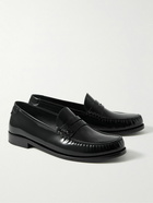 SAINT LAURENT - Le Loafer Monogram Logo-Appliquéd Leather Penny Loafers - Black